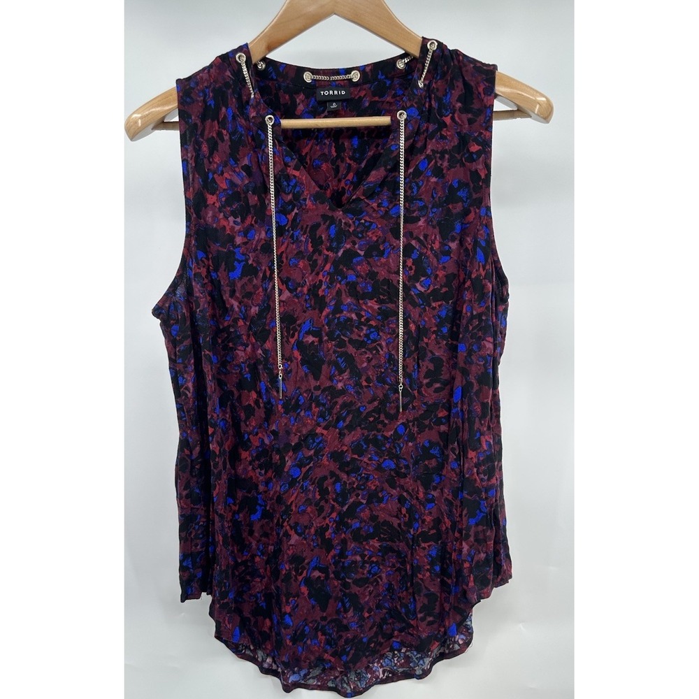 TORRID Women's Size 0 Gold Chain‎ Link TANK CREPE ANIMAL Print Top Shirt Tank